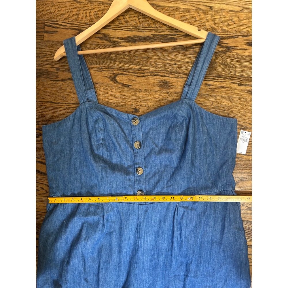 NWT Old Navy XXL Blue Denim Chambray Overall Button Wide Leg Jumpsuit Beach - Picture 9 of 11